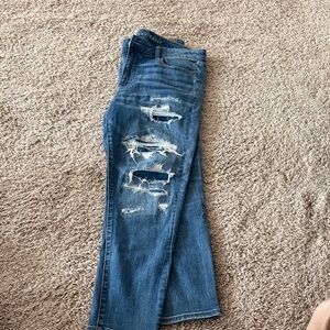 American Eagle Outfitters Classic Blue Ripped Straight Leg Jeans